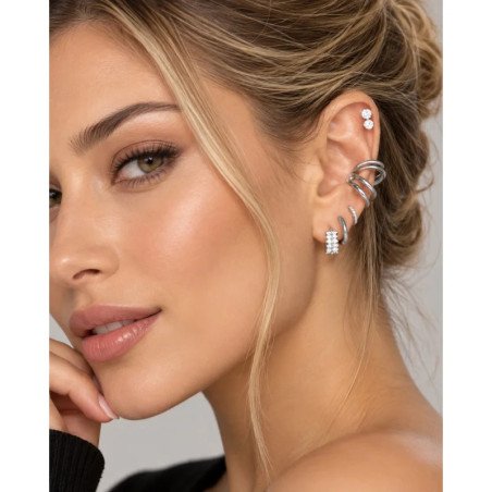Piercing de Orelha - 2 Cristais - 6ORE1051