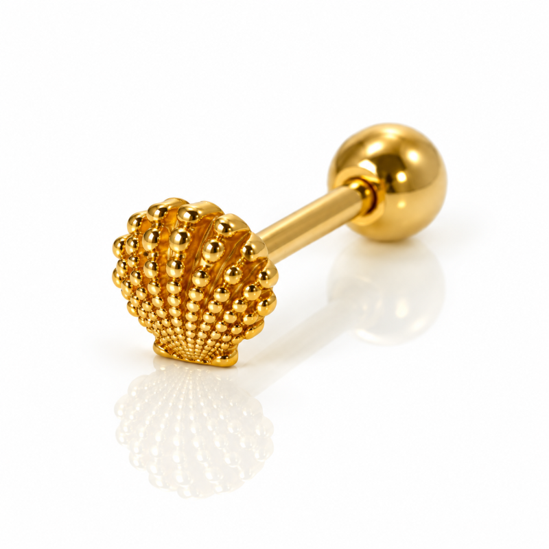 Piercing para Orelha - Concha com Bolinhas em Prata 925 - 6ORE1053