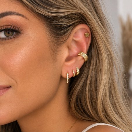 Piercing para Orelha - Concha com Bolinhas em Prata 925 - 6ORE1053