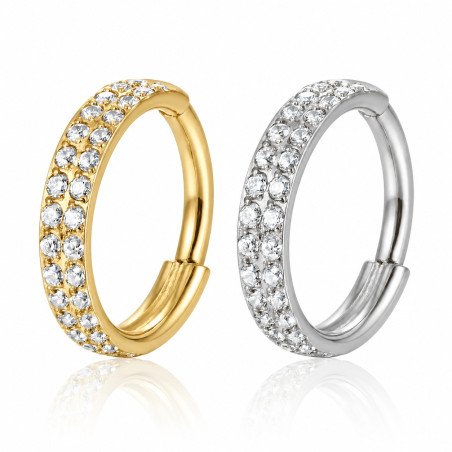 Piercing Conch Argolinha Clicker Dupla Cravejada - 100% em Titânio - 6ORE1055