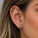 Piercing de Orelha - Labret Flor de Marquise com 3 Gemas - Rosca Interna - 6ORE1057