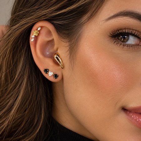 Piercing de Orelha - Cluster Flor Lisa com Zircônias  Navete - 6ORE1061