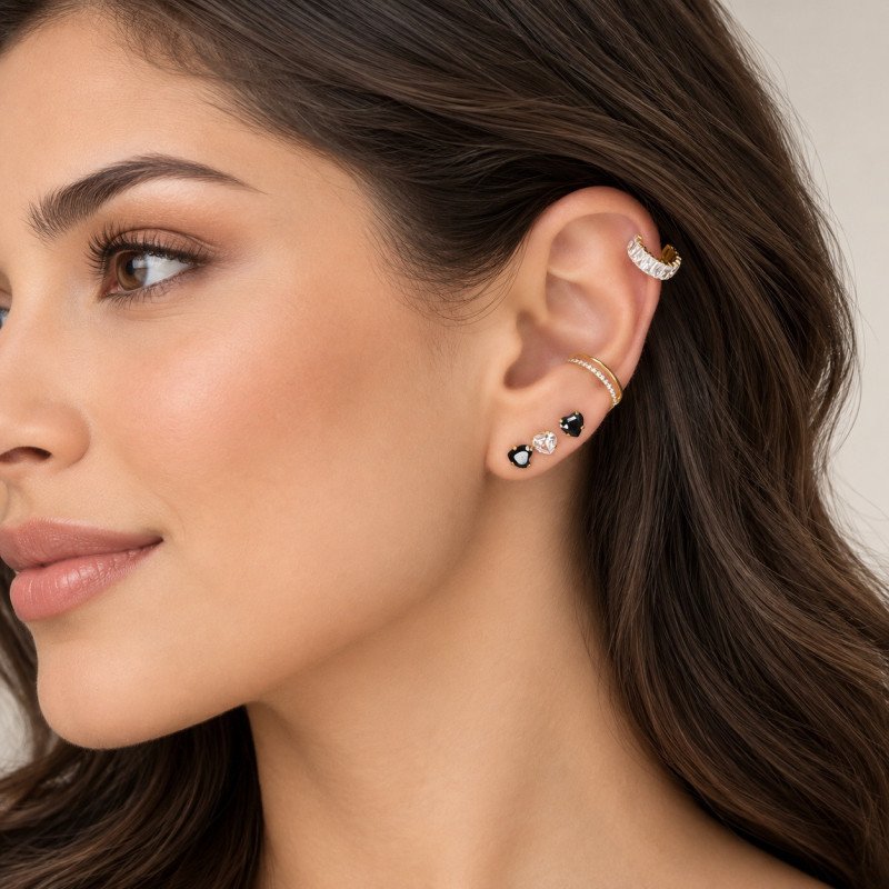 Piercing Hélix Argola Elegance Zircônias Baguete - 100% em Titânio - 6ORE1075