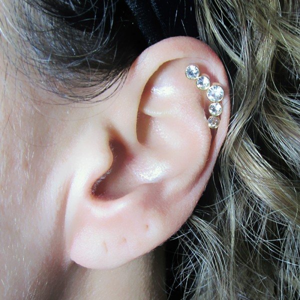 Piercing Orelha Flat Helix Microbell Cobrinha Dourado