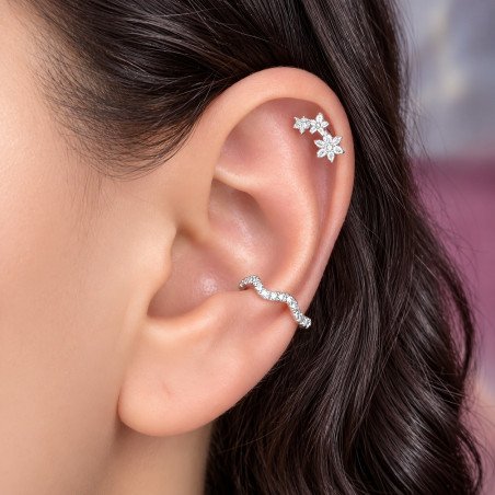 Piercing para Orelha - Cluster Flor em Prata 925 - 6ORE1090