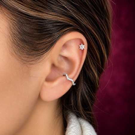 Piercing para Orelha - Flor em Prata 925 - 6ORE1091