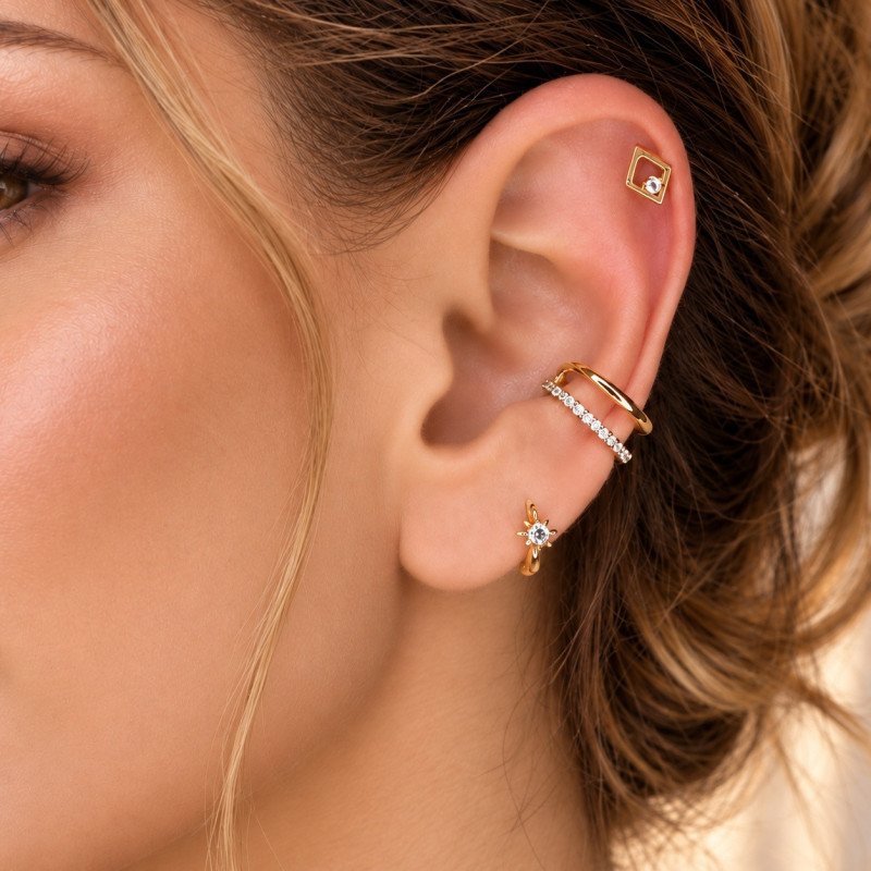 Piercing Fake Semi Joia Cravejada em Zircônias - 6ORE1092