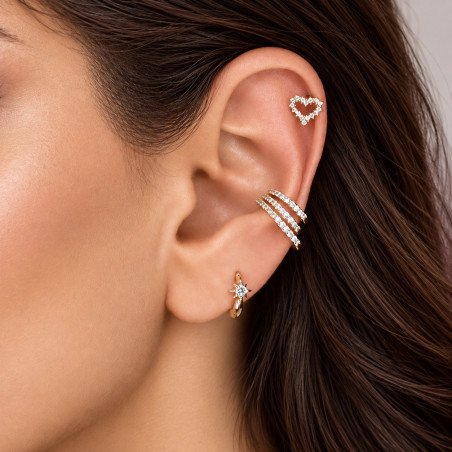 Piercing para Orelha - Labret Coração Cravejado de Zircônias em Aço Cirúrgico - 6ORE1097