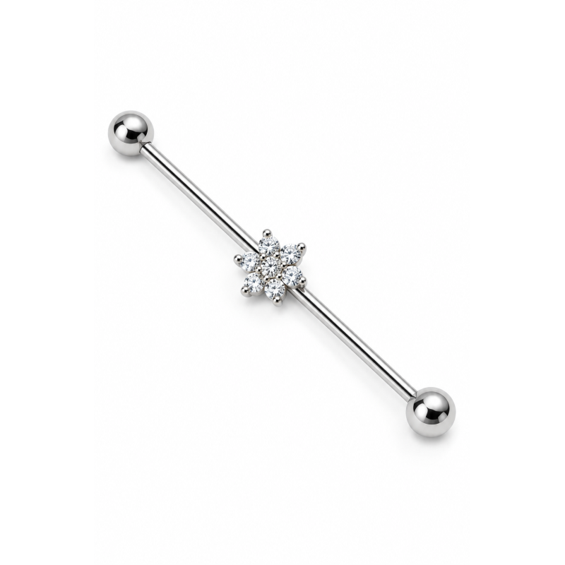 Outros Piercings - Transversal - Flor com Cristais  - 5TRA103