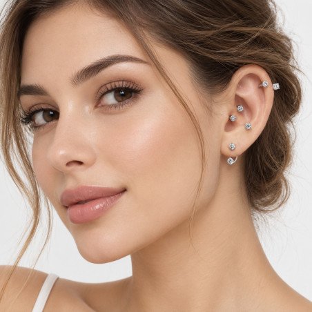 Piercing Banhado a Ouro Twist Ferradura Zircônia - 12TWS11