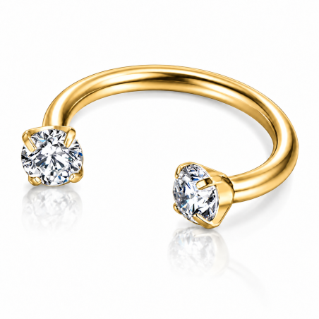 Piercing Banhado a Ouro Twist Ferradura Zircônia - 12TWS11