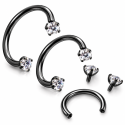 Piercing Twist Ferradura Titânio Black com Zircônia - 12TWS12