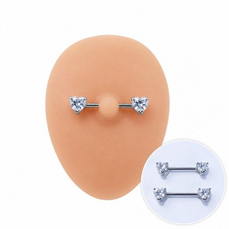 Piercing para Mamilo - Aço Cirúrgico - PVD Gold - Coração de Zircônia - 14MAM16