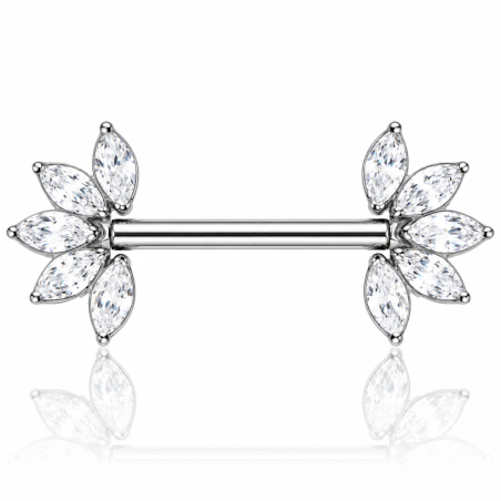 Piercing para Mamilo - Flor com Pétalas de Zircônia em Titânio - 14MAM25