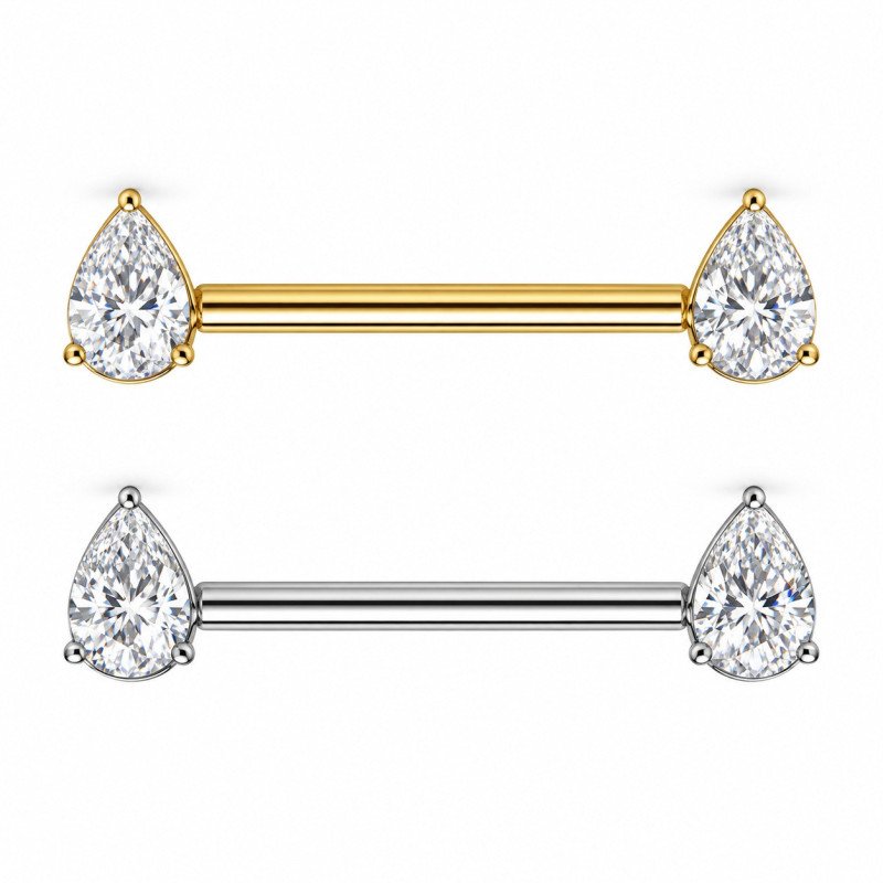 Piercing para Mamilo - Gota em Zircônia - Titânio - 14MAM29