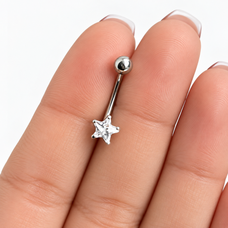 Piercing Rook / Íntimo Genital - Christina - Estrela de Zircônia - Prata -18INT20