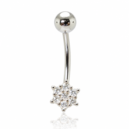 Piercing Rook / Íntimo Genital - Christina - Flor de Zircônia - Prata -18INT24