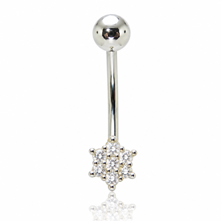 Piercing Rook / Íntimo Genital - Christina - Flor de Zircônia - Prata -18INT24