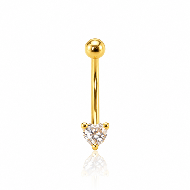 Piercing Rook / Íntimo Genital Banhado a Ouro - Coração de Zircônia - Christina - 18INT31