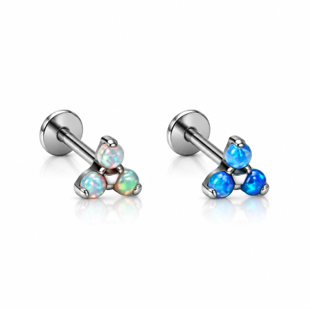 Piercing de Tragus Florzinha em Titânio com Pedra Opala - 7TRG48
