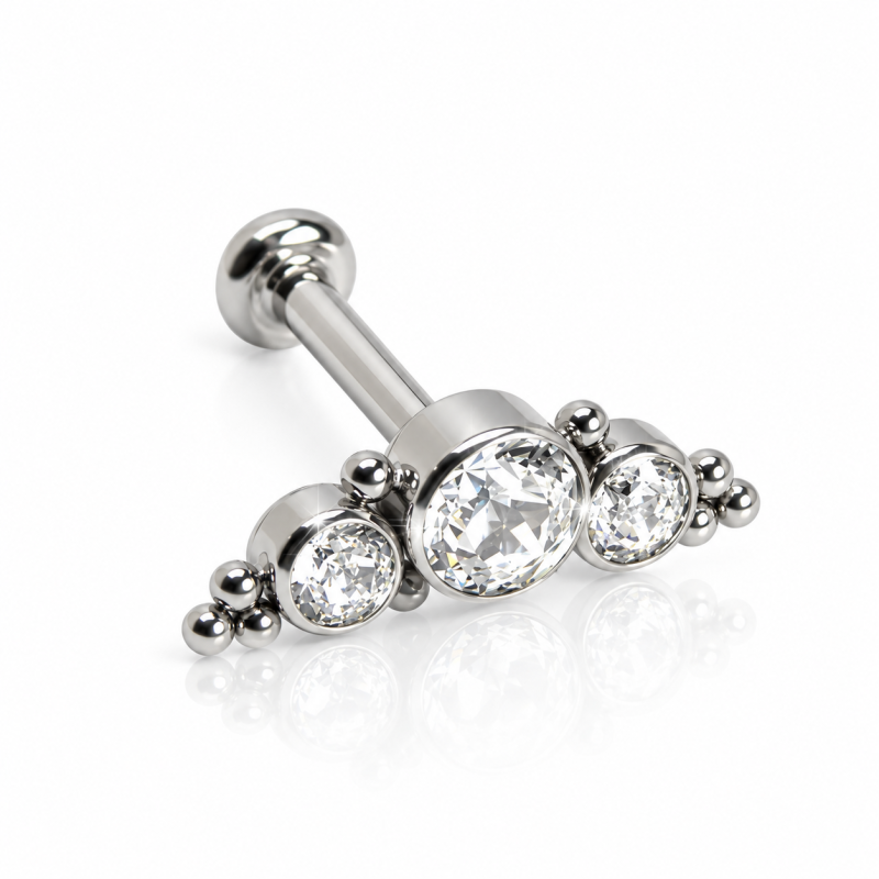 Piercing de Tragus Tribal em Aço com Cristais - 7TRG51