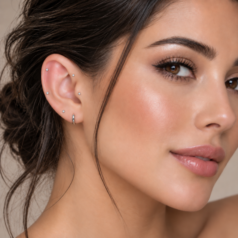 Piercing de Tragus em Titânio Ponto de Luz SWAROVSKI Via Láctea- 7TRG52