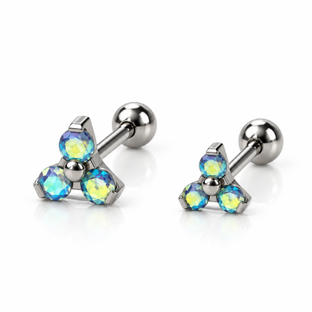 Piercing de Orelha Labret Florzinha Trillion Titânio - 7TRG58