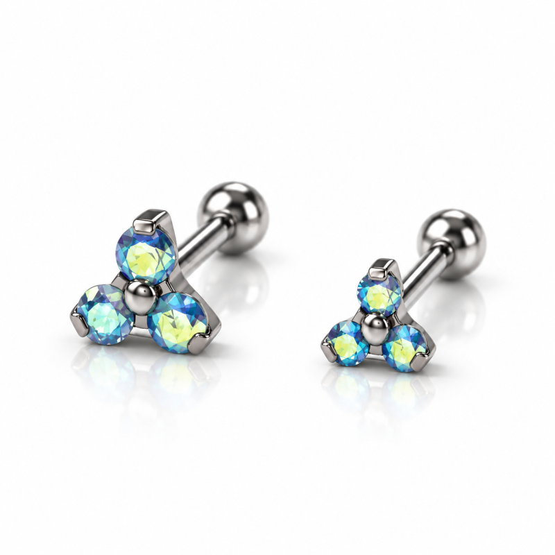 Piercing de Orelha Labret Florzinha Trillion Titânio - 7TRG58