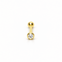 Mini Piercing Pin-Push para Tragus ou Hélix - Ponto de Luz PVD Gold - 7TRG53