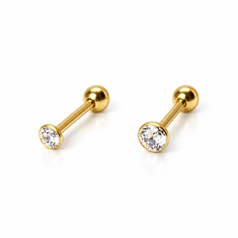 Piercing de Tragus em Aço Cirúrgico PVD Gold - Ponto de Luz SWAROVSKI Via Láctea - 7TRG74