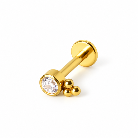 Piercing de Tragus Labret - Cristal Tribal - Titânio PVD Gold - 7TRG88