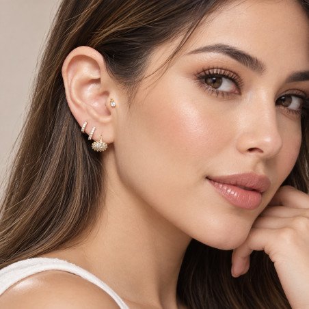 Piercing de Tragus Labret - Cristal Tribal - Titânio PVD Gold - 7TRG88