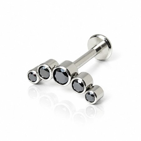 Piercing de Tragus / Orelha - Cluster - Titânio - Preto - 7TRG92