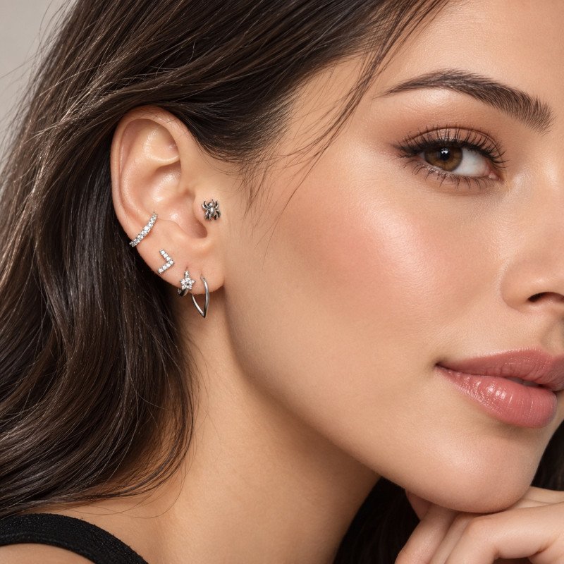 Piercing de Tragus Labret Aranha - 7TRG101