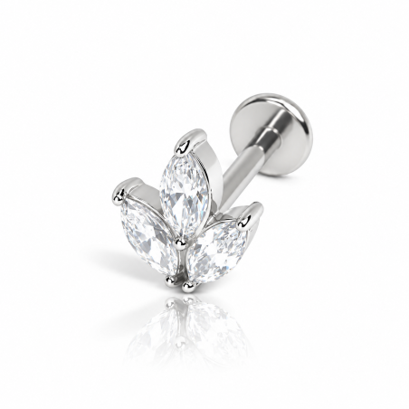 Piercing de Tragus / Orelha - Marquise em Zircônia - Cobalto Cromo - 7TRG104