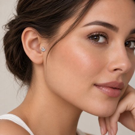 Piercing de Tragus / Orelha - Marquise em Zircônia - Cobalto Cromo - 7TRG104