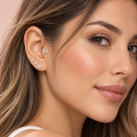 Piercing de Tragus Labret Rosca Interna - Ferradura - Aço Cirúrgico PVD Gold - 7TRG112