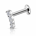 Piercing Labret Pin Push para Tragus / Orelha - Mini Cluster com 4 Zircônias - Cobalto Cromo - 7TRG116