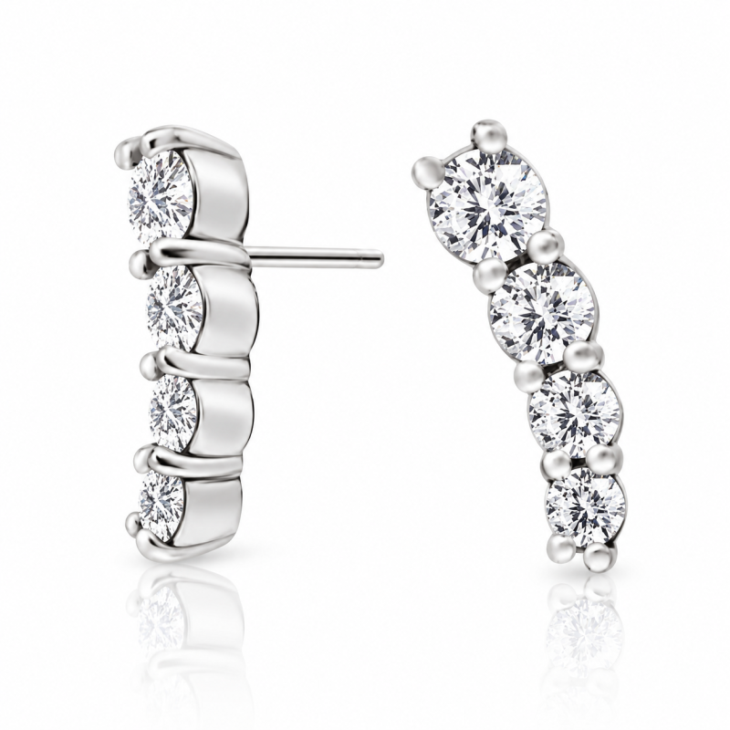 Piercing Labret Pin Push para Tragus / Orelha - Mini Cluster com 4 Zircônias - Cobalto Cromo - 7TRG116