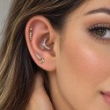Piercing Labret Pin Push para Tragus / Orelha - Mini Cluster com 4 Zircônias - Cobalto Cromo - 7TRG116
