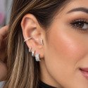 Piercing Labret Pin Push para Tragus / Orelha - Mini Cluster com 4 Zircônias - Cobalto Cromo - 7TRG116