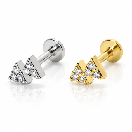 Piercing de Tragus - Labret Flecha com Cristais- Rosca Interna - 7TRG120