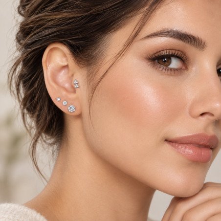 Piercing de Tragus - Labret Flecha com Cristais- Rosca Interna - 7TRG120