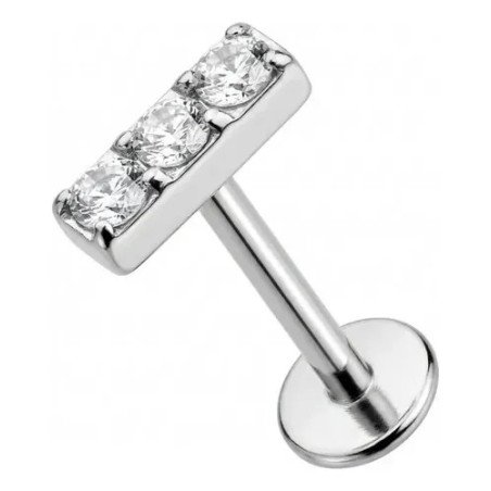 Piercing de Tragus / Orelha - Barrinha em Zircônias Swarovski - Cobalto Cromo - 7TRG126