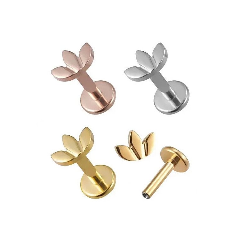 Piercing Labret em Titânio - Flor de Lótus - PVD Rosé  - 7TRG129