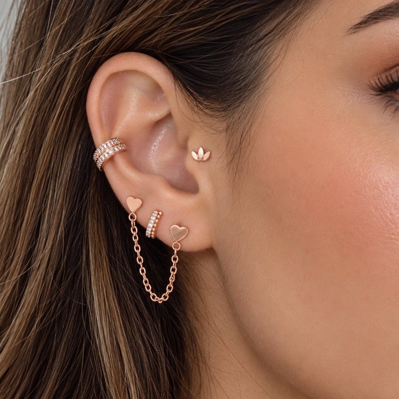 Piercing Labret em Titânio - Flor de Lótus - PVD Rosé  - 7TRG129