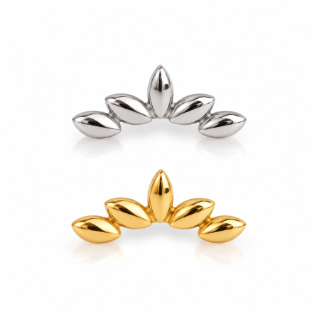 Piercing Labret Cluster em Titânio - Navete - Natural ou PVD Gold - 7TRG130
