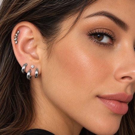 Piercing Labret Cluster em Titânio - Navete - Natural ou PVD Gold - 7TRG130