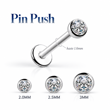 Piercing Australiano 1.0 em Titânio - Pin Push Tragus ou Hélix - Ponto de Luz - 7TRG136