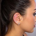 Piercing Australiano 1.2 em Titânio Natural ou PVD Gold - Pin Push Tragus ou Hélix - Ponto de Luz - 7TRG143